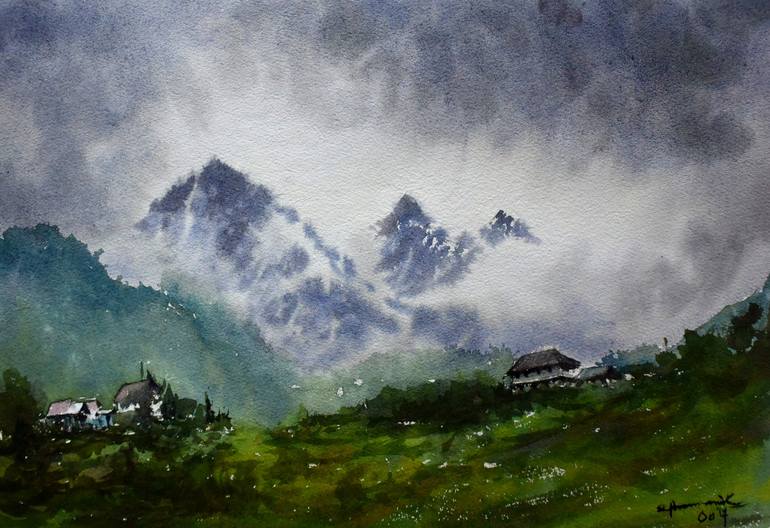 Himalayas 1 Painting By SAURABH KUMAR PRAMANIK Saatchi Art