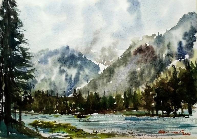 Scenic Himalayas Painting By SAURABH KUMAR PRAMANIK Saatchi Art