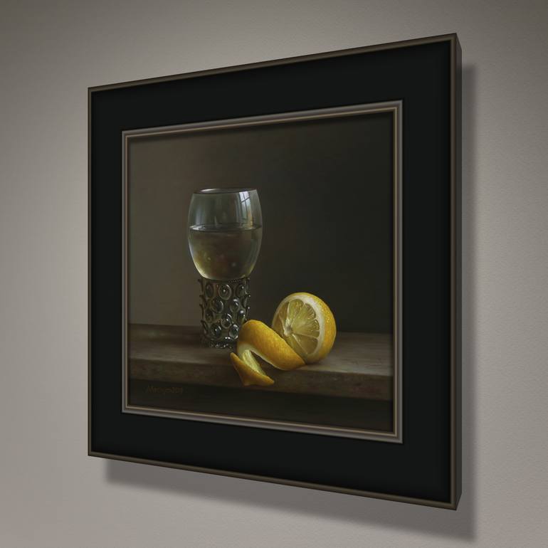 Roemer Glass With Lemon Painting By Albert Kechyan Saatchi Art