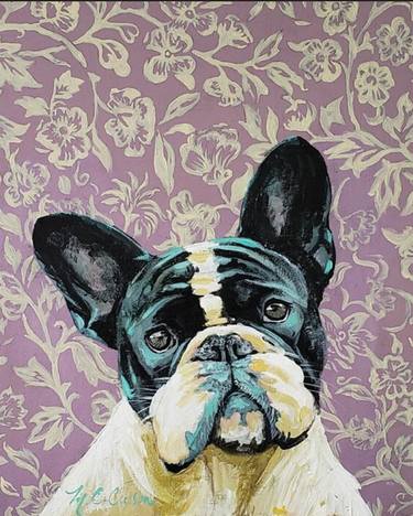 Saatchi Art Artist MarieElaine Cusson; Painting, “Portrait of a French Bulldog” #art