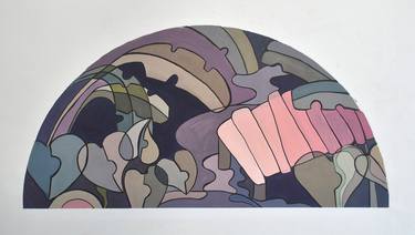 Saatchi Art Artist Phung Wang; Painting, “Landscape in a semicircle (60cm x120cm)” #art