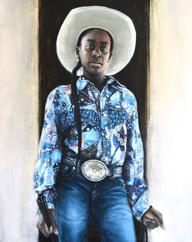 Saatchi Art Artist Margriet Pronk; Painting, “Cowgirl in blue” #art