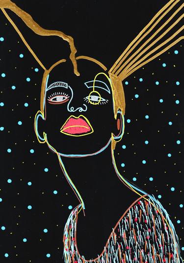 Saatchi Art Artist Yermine Richardson; Drawing, “Caribbean Galaxy - Gold Drop” #art