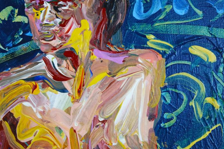 Abstract Colourful Figurative Nude Painting By Eraclis Aristidou