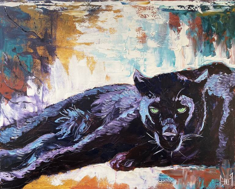 GRACEFUL BLACK PANTHER Black Panther Painting Original Art On Canvas