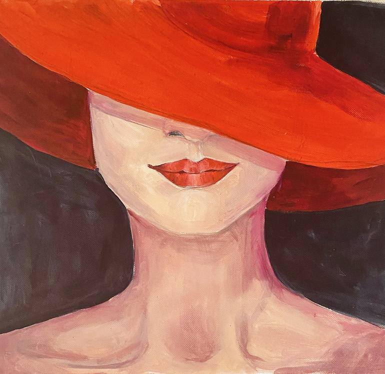 Girl In Red Hat Painting By Kristina Kolesnikova Saatchi Art