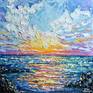 Sea Sunset Palette Knife Seascape Painting Painting By Olga Tkachyk