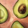 Other Halves Original Minimalist Square Avocados Still Life Oil