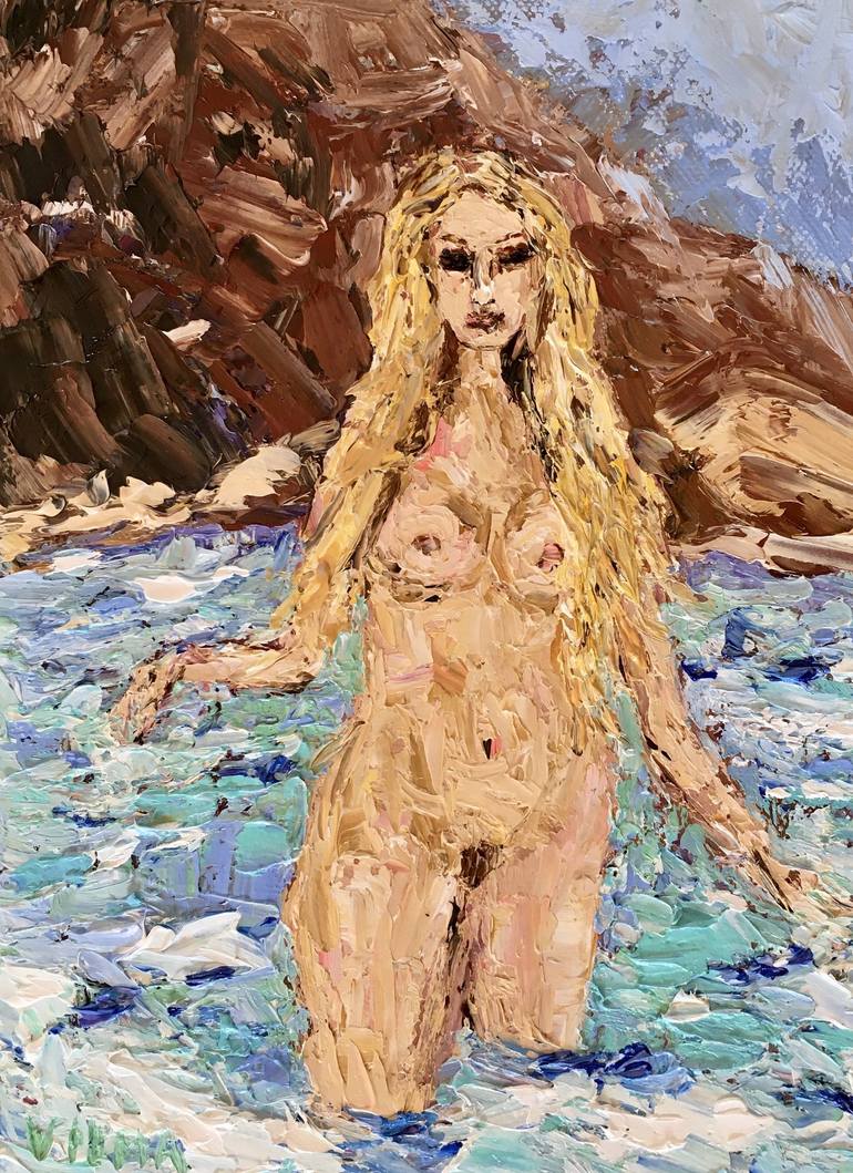 Naked Woman Impasto Oil Painting On Canvas Original Signed Erotic Act