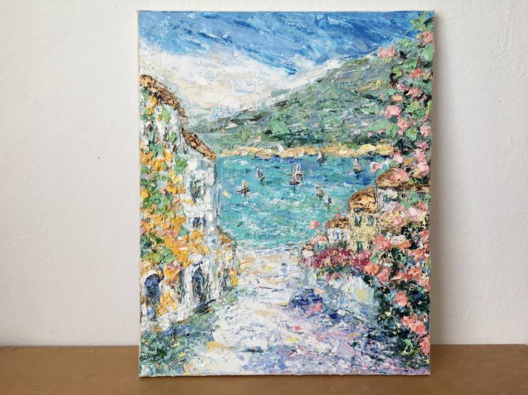 Lake Garda Impasto Oil Painting On Canvas Painting By Vilma