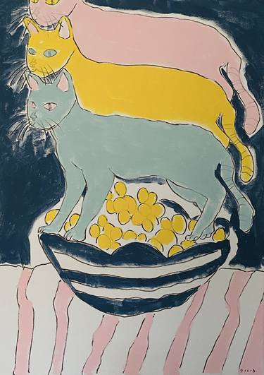 Saatchi Art Artist Emanuele Druid Napolitano; Painting, “Cats on a Grape Vase” #art