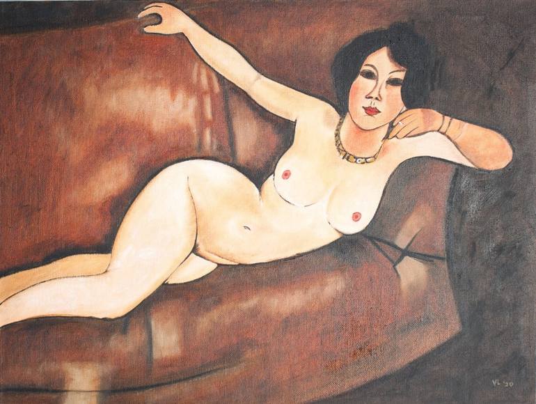 Nude On A Divan Painting By Vernon Luckett Saatchi Art