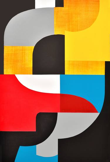 Saatchi Art Artist Louis Gribaudo; Painting, “CURVES & LINES - RED, YELLOW & BLUE” #art