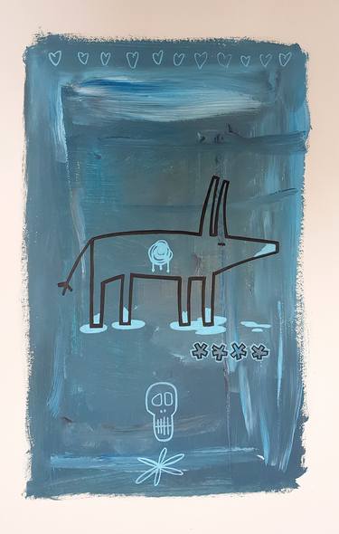 Saatchi Art Artist Well Well; Painting, “Love •••• woof (blue spotted dog)” #art