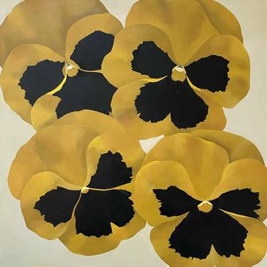 Saatchi Art Artist Yoojin Shin; Painting, “Golden Yellow Pansies (2021)” #art