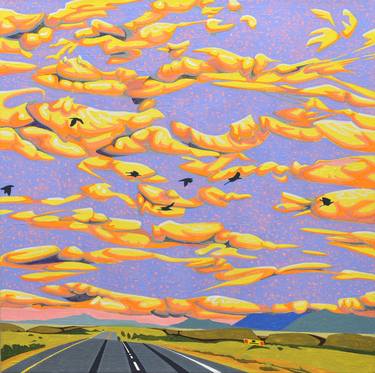Saatchi Art Artist David Disko; Painting, “CROWS FLY in a LAVENDER SKY” #art