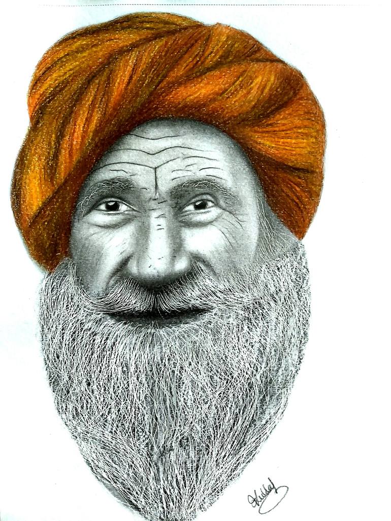 The Indian Saint Drawing By Kuldeep Singh Saatchi Art