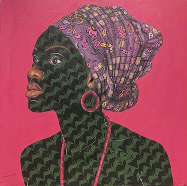 Saatchi Art Artist Oluwafemi Afolabi; Painting, “Gèlè 3” #art