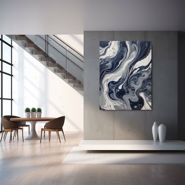 Blue And White Marble Painting By Tatyana Kharitonova Saatchi Art