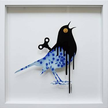 Saatchi Art Artist VeeBee VeeBee; Painting, “Clockwork Bird - Blue Delft China” #art