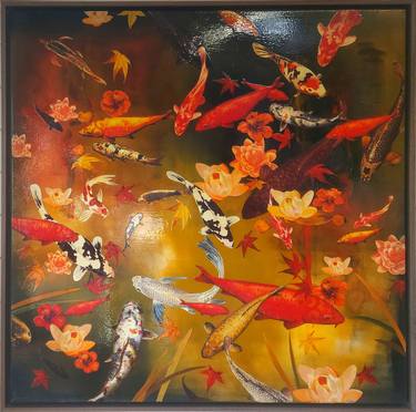 Saatchi Art Artist Lily Greenwood; Painting, “Koi with Lilies and Maple” #art
