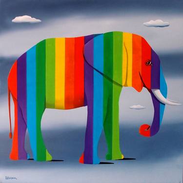 Saatchi Art Artist Trevisan Carlo; Painting, “Rainbow elephant” #art