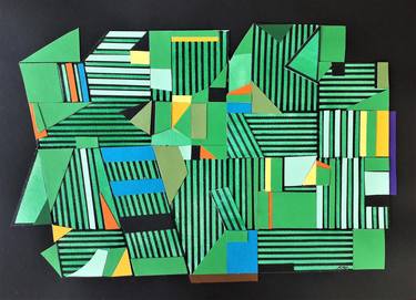 Saatchi Art Artist Karin Hay White; Collage, “Green On Black” #art