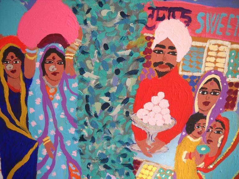 Indian Market Painting By Berit Bredahl Nielsen Saatchi Art