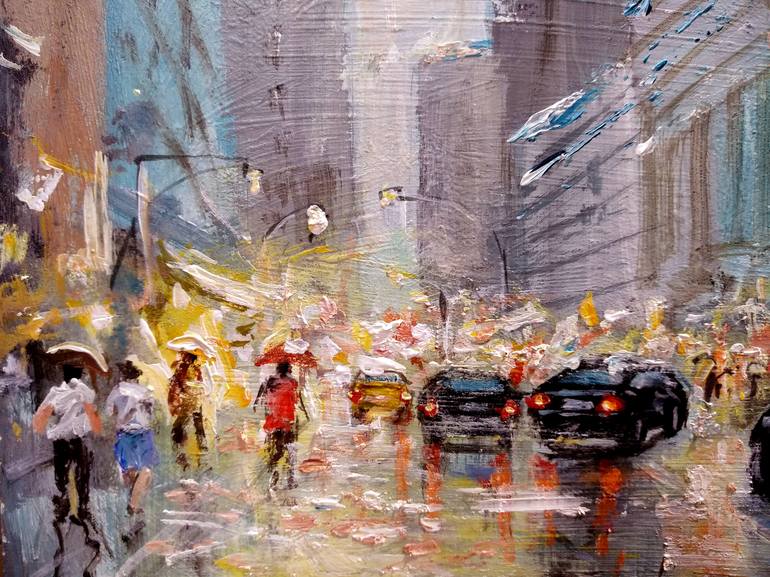 New York City In Rain Painting By Vishalandra M Dakur Saatchi Art