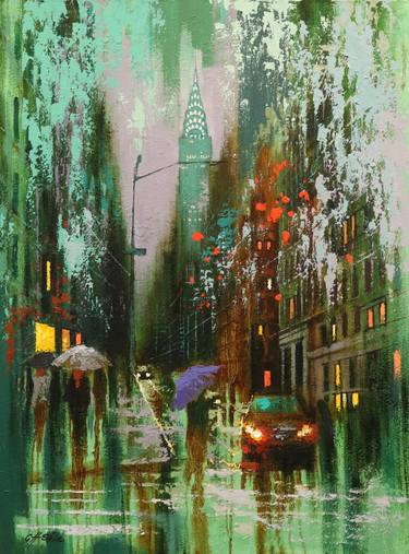 Saatchi Art Artist Chin h Shin; Painting, “Spring Rain in Lexington Avenue” #art