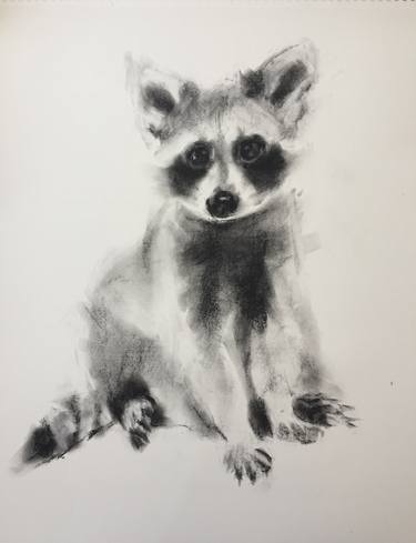 Saatchi Art Artist Kim Kimbro; Drawing, “charcoal raccoon” #art