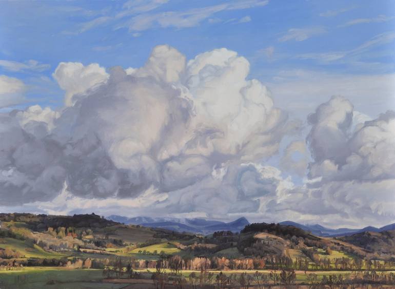 Evening Clouds Above The Roches De Mariol Painting By Anne Baudequin