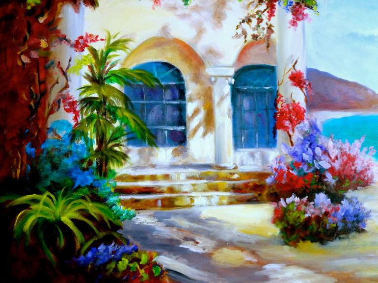 Mediterranean Villa Painting By Jenny Jonah Saatchi Art