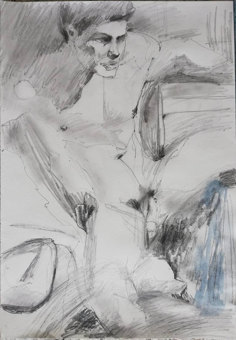 Male Nude With Hat Drawing By Jelena Djokic Saatchi Art