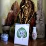 Original miniature drawing of a puppy, made on a natural tree leaf.
This specific work is done on a leaf of the tree "Cercis siliquastrum", also called "Tree of love".
Framed in a modern style, in aluminum and a glass that protects the drawing.