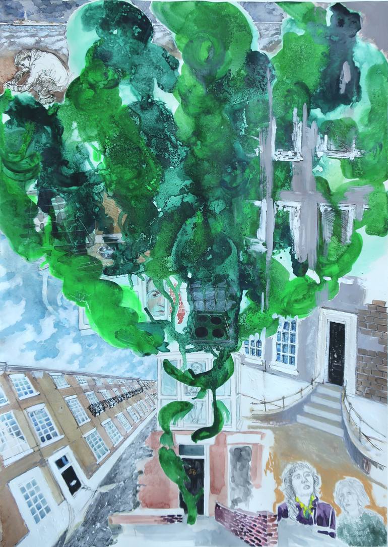 Original Architecture Painting by Felix Felbermayer | Abstract Art on Paper | 56 Sidney Grove