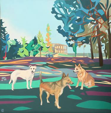Print of Figurative Dogs Paintings by Christophe Carlier