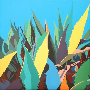 Saatchi Art Artist Christophe Carlier; Painting, “Maguey plant on a blue background” #art