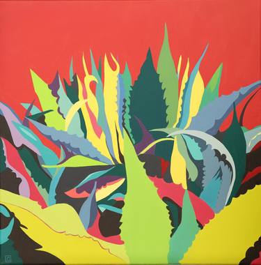 Saatchi Art Artist Christophe Carlier; Painting, “Maguey plant on red background” #art