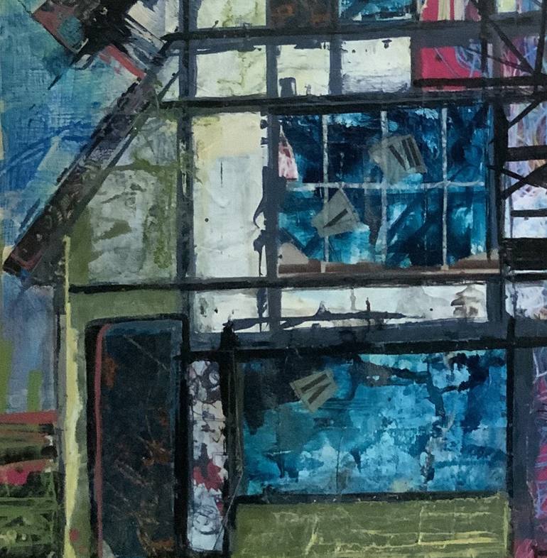 Original Abstract Architecture Mixed Media by Carol Burns