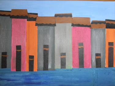 Original Abstract Expressionism Cities Collage by Natalie Medley