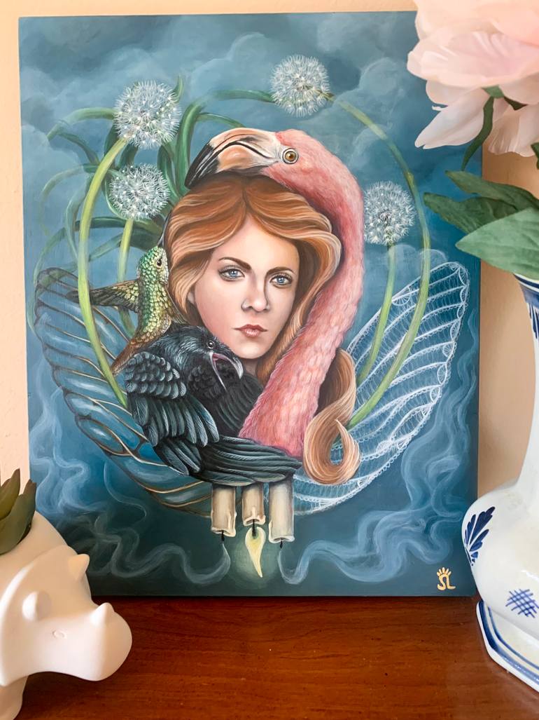 Original Surrealism Women Painting by Sarah Landreau