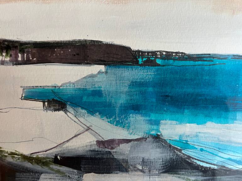 Original Minimalism Seascape Painting by Janet Massey