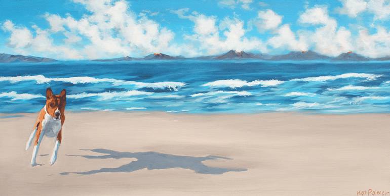 Dog store beach painting