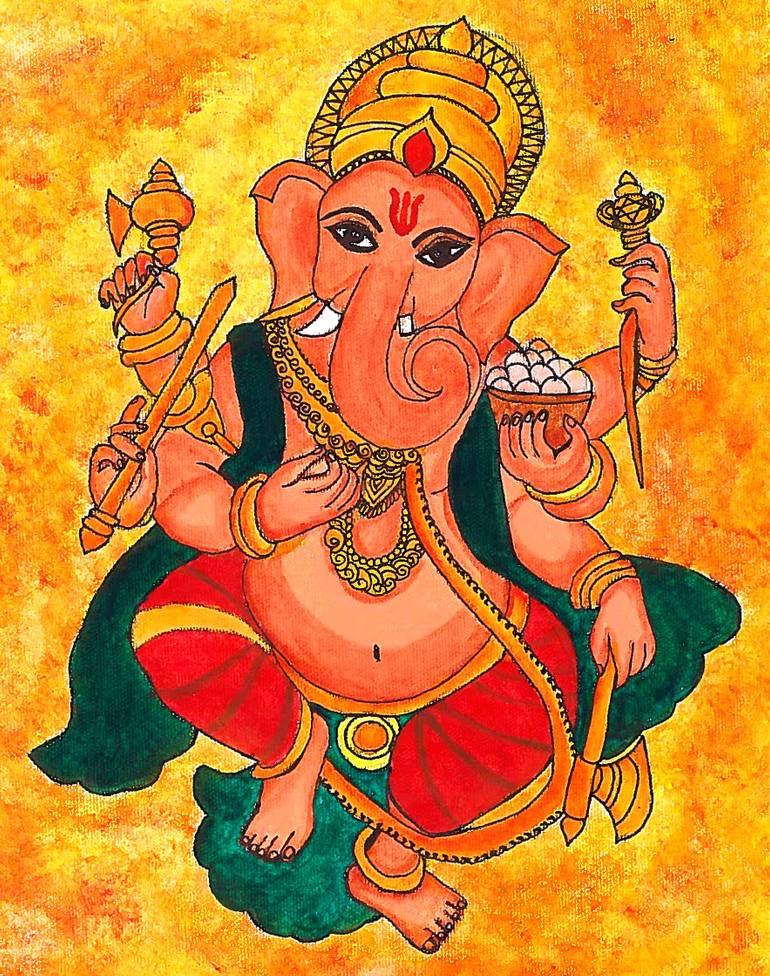 Lord Ganesha Painting by Shilpa Rajeev | Saatchi Art