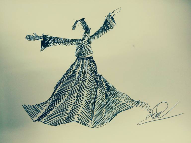 Sufi Dancer Darvesh Drawing by Asim Hussain | Saatchi Art