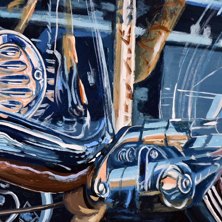 Original Hyperimpressionism Motorbike Painting by Socrates Rizquez