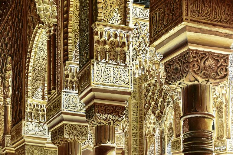 Original Architecture Painting by Socrates Rizquez | Impressionism Art on Aluminum | La Alhambra #3