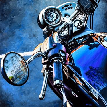 Original Realism Motorbike Paintings by Socrates Rizquez