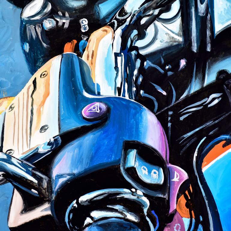Original Hyperimpressionism Motorbike Painting by Socrates Rizquez